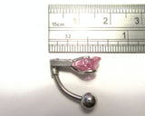 Surgical Steel VCH Jewelry Hood Curved Barbell Pink Crystal Drop 14 gauge 14g - I Love My Piercings!