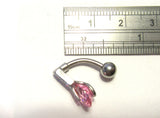 Surgical Steel VCH Jewelry Hood Curved Barbell Pink Crystal Drop 14 gauge 14g - I Love My Piercings!