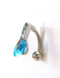 Surgical Steel VCH Jewelry Hood Curved Barbell Aqua Crystal Drop 14 gauge 14g - I Love My Piercings!