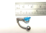 Surgical Steel VCH Jewelry Hood Curved Barbell Aqua Crystal Drop 14 gauge 14g - I Love My Piercings!