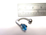 Surgical Steel VCH Jewelry Hood Curved Barbell Aqua Crystal Drop 14 gauge 14g - I Love My Piercings!