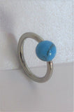 Surgical Steel Turquoise Stone Belly Hoop Ring 16 gauge 16g - I Love My Piercings!