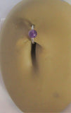 Surgical Steel Amethyst Stone Belly Hoop Ring 16 gauge 16g - I Love My Piercings!