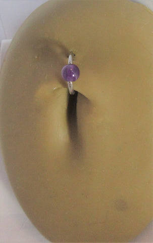 Surgical Steel Amethyst Stone Belly Hoop Ring 16 gauge 16g - I Love My Piercings!