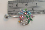 Surgical Steel Heart Butterfly and Flowers Bouquet Belly Ring 14 gauge - I Love My Piercings!