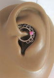 Surgical Steel Filigree Pink Opal Hoop Seamless 16 gauge - I Love My Piercings!