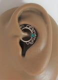 Surgical Steel Filigree Green Opal Hoop Seamless 16 gauge - I Love My Piercings!