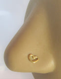 18k Gold Plated Open Heart Nose Bent L Shape Stud Pin Post 20 gauge 20g - I Love My Piercings!