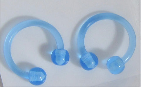 Light Blue Flexible Bioplast Hospital Retainers No Metal Horseshoes 16 gauge 8mm Diameter - I Love My Piercings!