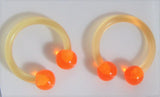 Orange Flexible Bioplast Hospital Retainers No Metal Horseshoes 16 gauge 8mm Diameter - I Love My Piercings!