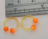 Orange Flexible Bioplast Hospital Retainers No Metal Horseshoes 16 gauge 8mm Diameter - I Love My Piercings!