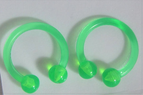 Green Flexible Bioplast Hospital Retainers No Metal Horseshoes 16 gauge 8mm Diameter - I Love My Piercings!