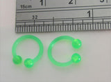 Green Flexible Bioplast Hospital Retainers No Metal Horseshoes 16 gauge 8mm Diameter - I Love My Piercings!