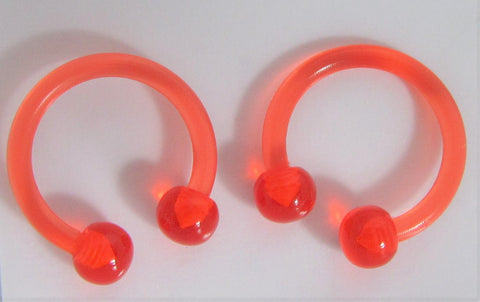 Red Flexible Bioplast Hospital Retainers No Metal Horseshoes 16 gauge 8mm Diameter - I Love My Piercings!