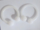 White Flexible Bioplast Hospital Retainers No Metal Horseshoes 16 gauge 8mm Diameter - I Love My Piercings!