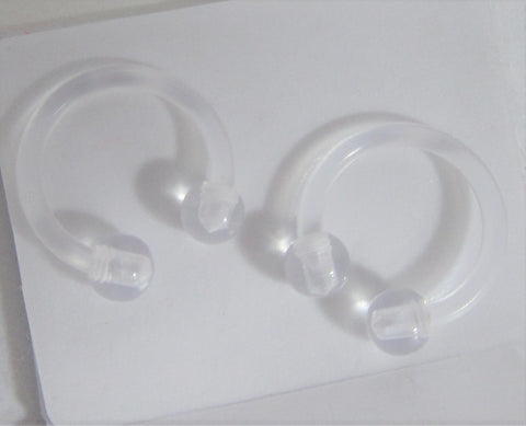 Clear Flexible Bioplast Hospital Retainers No Metal Horseshoes 16 gauge 8mm Diameter - I Love My Piercings!