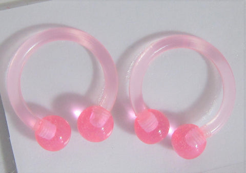 Pink Flexible Bioplast Hospital Retainers No Metal Horseshoes 16 gauge 8mm Diameter - I Love My Piercings!