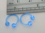 Light Blue Flexible Bioplast Hospital Retainers No Metal Horseshoes 16 gauge 8mm Diameter - I Love My Piercings!