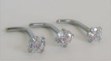 3 Piece Crystal Surgical Steel Nose L Shape Bent Nose Studs 18 gauge 18g - I Love My Piercings!