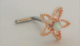 18k Rose Gold Plated White Opal Beaded Star L Shape Bend Stud Pin 20 gauge 20g - I Love My Piercings!