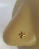 18k Gold Plated White Opal Beaded Star L Shape Bend Stud Pin 20 gauge 20g - I Love My Piercings!