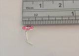 Sterling Silver Nose Stud Pin Ring Bent L Shape Round Pink Swarovski 20 gauge - I Love My Piercings!