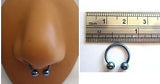 Blue Titanium Half Hoop Horseshoe Circular Nose Septum Ring 16g 16 gauge 10mm - I Love My Piercings!