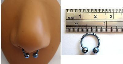 Blue Titanium Half Hoop Horseshoe Circular Nose Septum Ring 16g 16 gauge 10mm - I Love My Piercings!