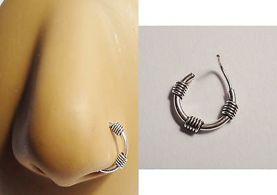 Wired Sterling Silver L Shape Nose Ring Stud Hoop 8mm Round 22g 22 gauge - I Love My Piercings!