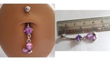 Surgical Steel Belly Dangle Purple Crystal Baby Butterfly Ring 14 gauge 14g - I Love My Piercings!