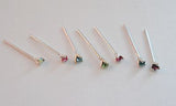 Sterling Silver Crystal Claw Set Nose Studs Straight Pins Ubend  22g 22 gauge - I Love My Piercings!