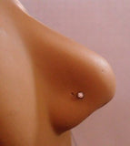 Black Titanium Clear Crystal Nose Studs Cork Screw Post Ring 20 gauge 20g - I Love My Piercings!