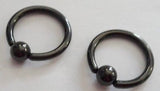 Pair Black Titanium Captive Bead Hoops Snake Bites 14 gauge 14g 10mm diameter - I Love My Piercings!