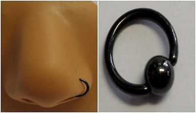 Black Titanium Nose Hoop Captive Small Ring 18 gauge 18g 6mm diameter - I Love My Piercings!