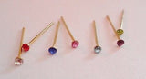 18K GOLD Plated Crystal Gem CZ Nose Studs Pins Ubend Straight Post 22 gauge 22g - I Love My Piercings!