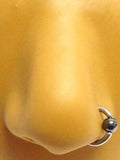Surgical Steel Hematite Bead Captive Nose Nostril Ring Hoop 14g 14 gauge 8mm - I Love My Piercings!