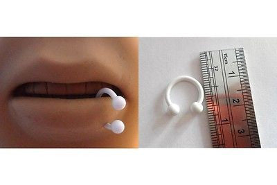 White Titanium Horseshoe Circular Side Bottom Lip Half Hoop Ring 14 gauge 14g - I Love My Piercings!