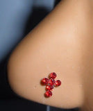 New Sterling Silver Nose Stud Ring L Shape Red Crystal CROSS 20g 20 gauge - I Love My Piercings!