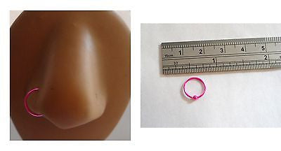 Pink Titanium Sterling Silver Nose Jewelry Stud HOOP Ring 22 gauge 22g 9mm - I Love My Piercings!