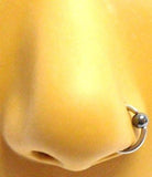 Surgical Steel Hematite Bead Captive Nose Nostril Ring Hoop 16g 16 gauge 8mm - I Love My Piercings!