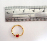 Gold Titanium Captive Red Crystal Bead Hoop Nose Septum Ring 16 gauge 16g - I Love My Piercings!