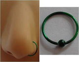 Green Titanium Sterling Silver Nose Jewelry Stud HOOP Ring 22 gauge 22g 9mm - I Love My Piercings!