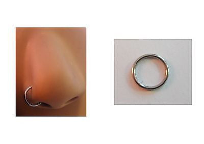 Silver Steel Segment Nose Hoop Ring No Ball Nostril Barbell 18g 18 gauge 8mm - I Love My Piercings!