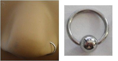 Surgical Steel Silver Nose Hoop Captive Small Ring 20 gauge 20g 6mm diameter - I Love My Piercings!