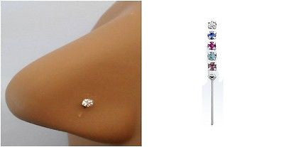 5 Claw Set Sterling Silver Nose CZ Studs Straight ubend Posts 22 gauge 22g 2mm - I Love My Piercings!