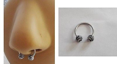 Zebra Stripe Surgical Steel Nose Septum Half Hoop Horseshoe Ring 16 gauge 16g - I Love My Piercings!