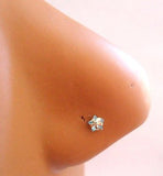 Stamped 14K Yellow Gold Aqua Star Crystal Nose Screw Stud Ring 20 gauge 20g - I Love My Piercings!