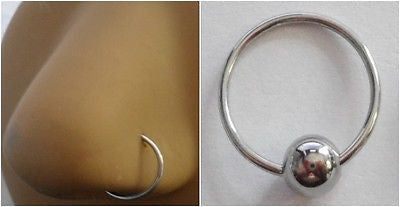 Surgical Steel Silver Nose Hoop Captive Ring 20 gauge 20g 10mm diameter - I Love My Piercings!