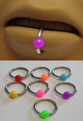 7 Labret Bottom Captives Lip Rings 14 gauge 14g 10mm - I Love My Piercings!