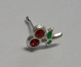 Jeweled CHERRY Gem CZ Nose Stud Bone Ring 22 gauge 22g - I Love My Piercings!